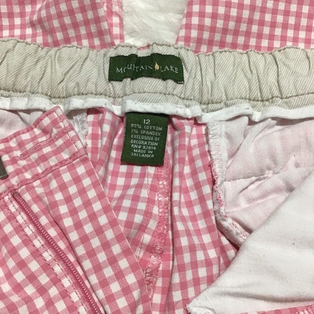 Mountain Lake Women’s Pink White Checkered Pants Straight Wide Leg - Picture 4 of 4